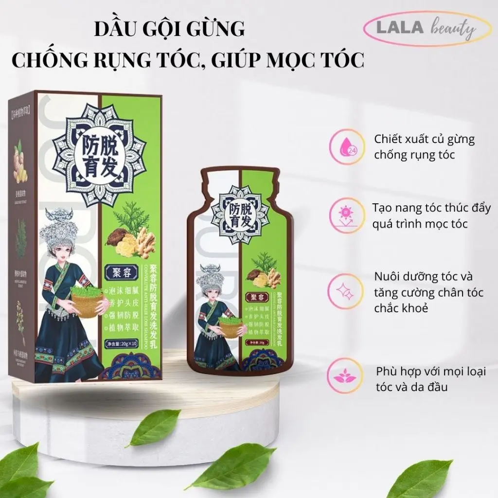 Dầu Gội Chống Rụng Tóc Và Kích Mọc Tóc Chiết Xuất Củ Gừng Giúp Tóc Chắc Khoẻ Kiểm Soát Dầu Và Giúp Loại Bỏ Gàu Nhanh Chóng, Lalabeauty Nữ Women