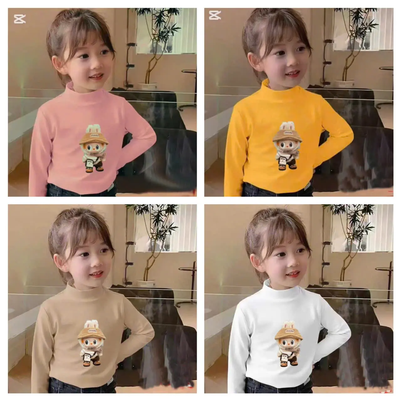 Áo Giữ Nhiệt Labubu Cho Bé Gái 14-31kg Chất Co Giãn 4 Chiều