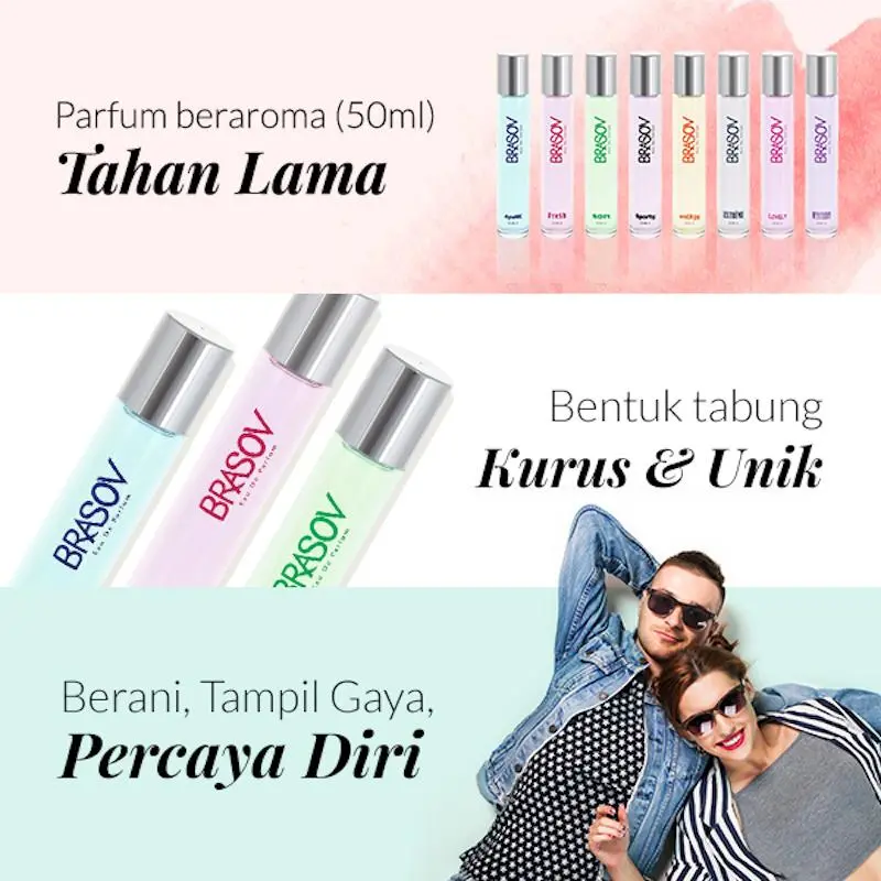 BRASOV Parfum Wanita 50 ML Eau De Parfum HALAL Perfume Spray Cologne Tabung Besar Perempuan EDP Fresh / Lovely / Energy Ori 4