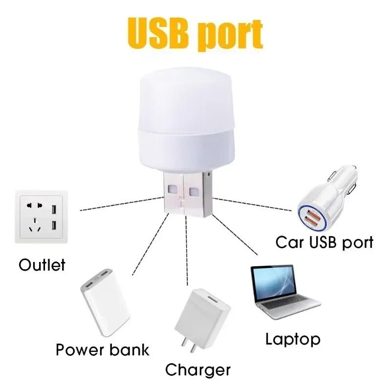 Đèn Ngủ USB, Đèn Cắm LED Mini, 1 / 10PCS, Sạc Dự Phòng, Bảo Vệ Mắt, Đèn Sách, Sạc Điện Di Động, Đèn Phòng Ngủ 5