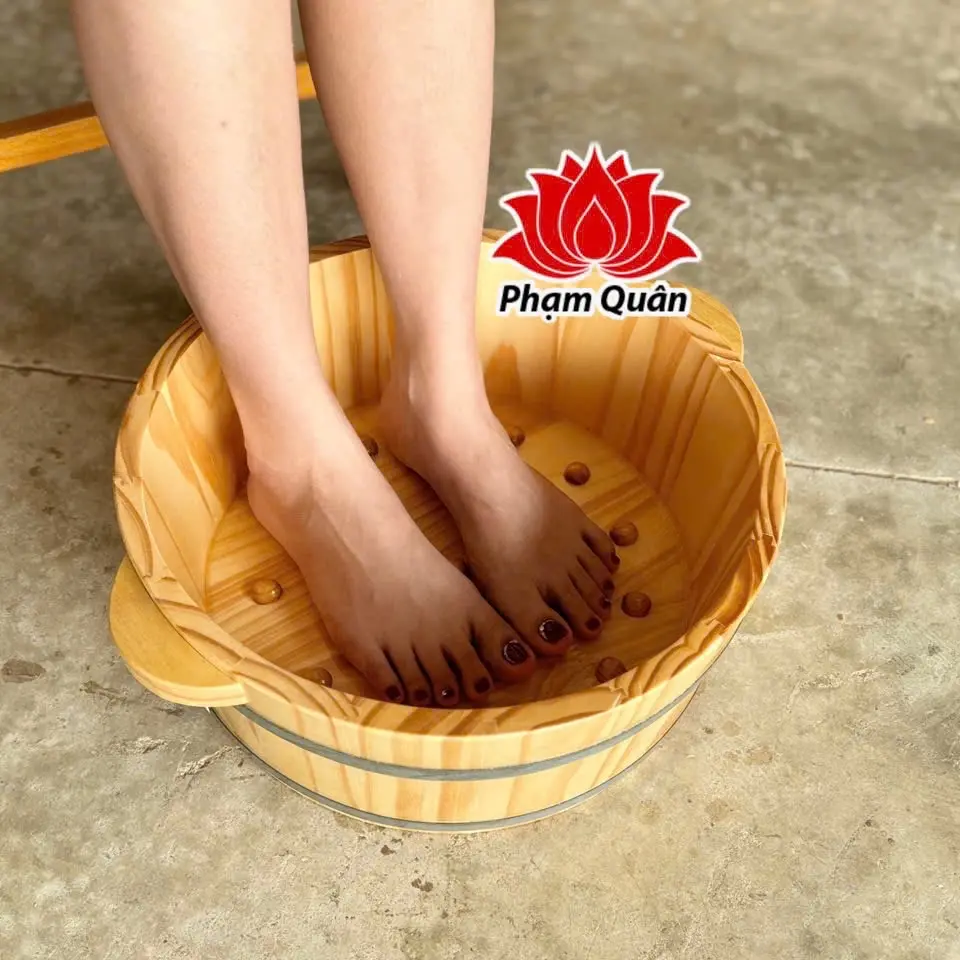 Chậu gỗ ngâm chân tay loại cao 15cm, chậu gỗ ngâm tay làm nail