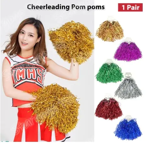 2pcs Cheerleader Pom Poms Dance Cheering Pompom Performance Handheld Pompoms For School Sports Event