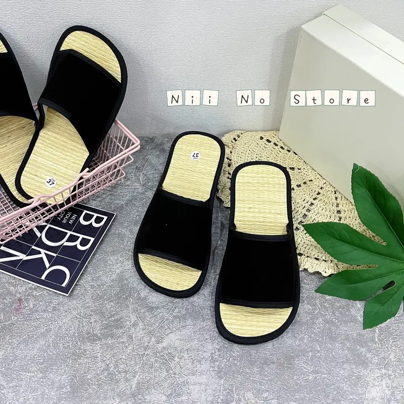 [ND022] Dép chiếu cói nam nữ quai nhung ngang đế nhẹ, dép đi biển, dép du lịch Đế Bằng Slipper DéP Nam Quai Ngang 3
