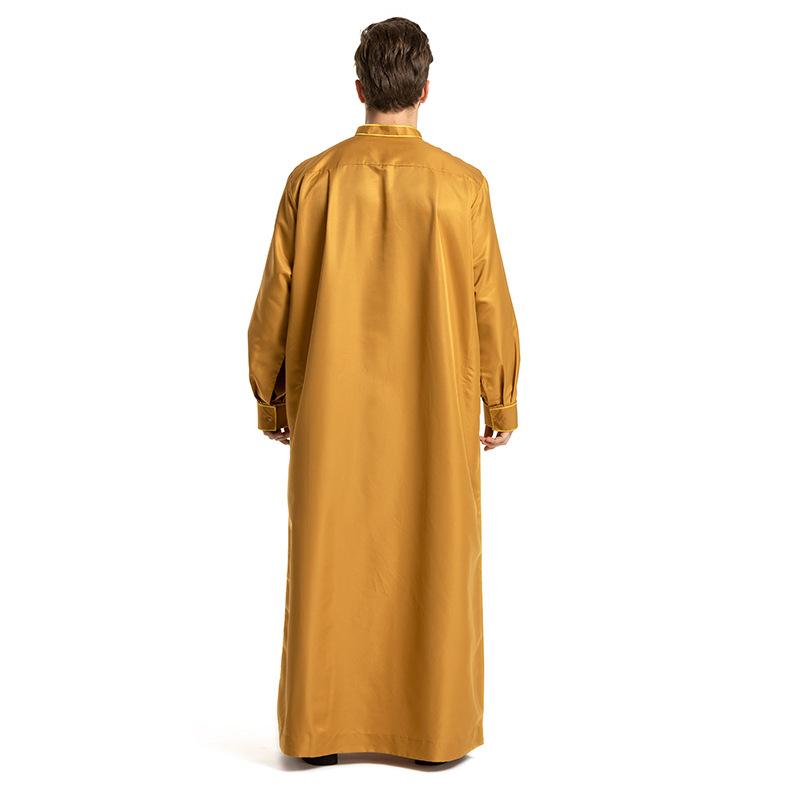 Product Introduction of European and American Hot Sale Middle East Muslim Ethnic Embroidery Long Sleeve Loose Stand Collar Robe Men 0006 5