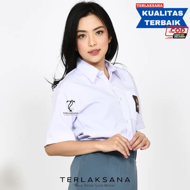 Seragam Sekolah SMA SMK Baju Putih Lengan Pendek Setelan Seragam Sekolah Wanita 4
