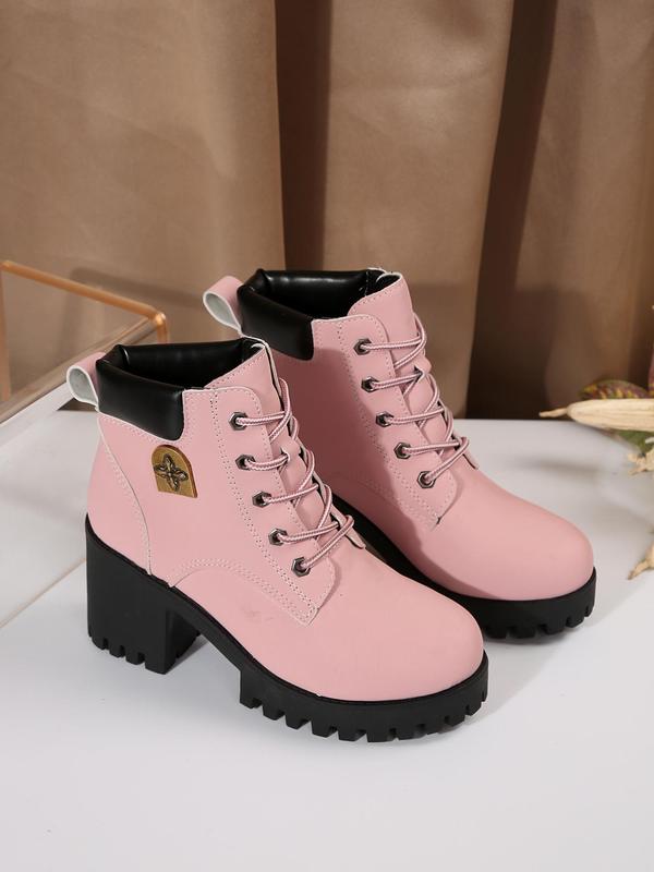 Women's Fashionable Lace Up Ankle Boots, Casual Comfortable Boots for Daily Wear, Valentine's Day Gift for Her, Perfect for Students and Outdoor Sports 1