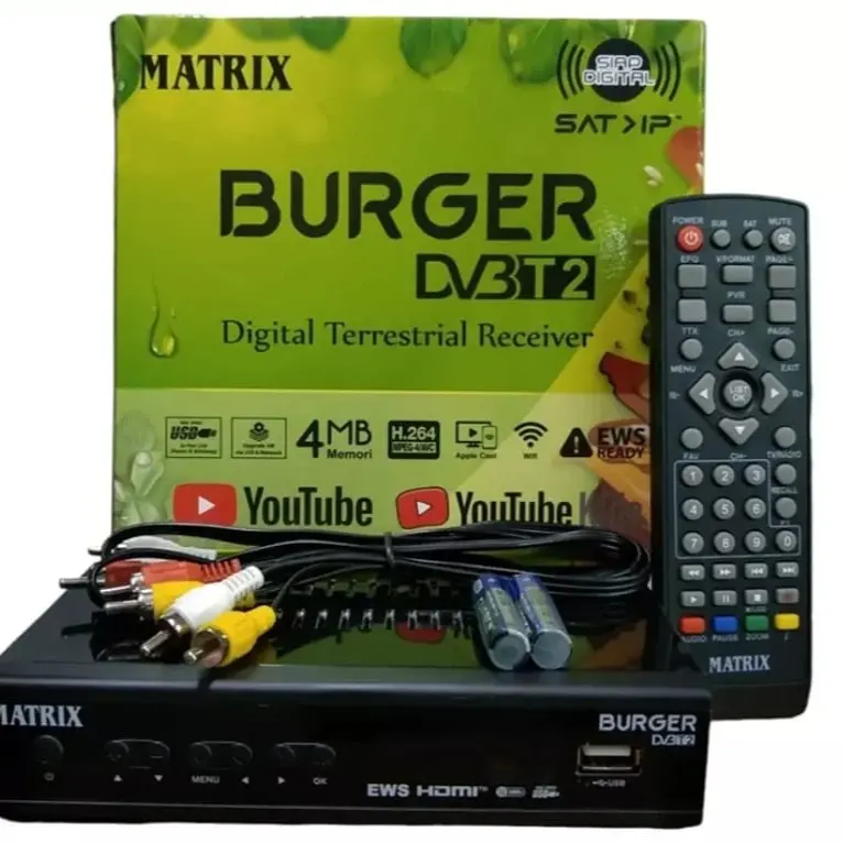 Set Top Box TV DIGITAL BURGER HIJAU DVB-T2  Burger