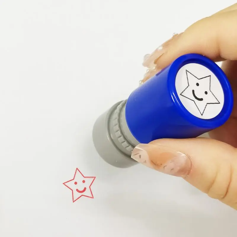 Cute Pattern Stamp, 1 Count Teacher Assessment Reward Motivation Stamp, Praise Encouragement Reward Stamp, Multi Purpose Stamp for Student, Teacher, Reward, School