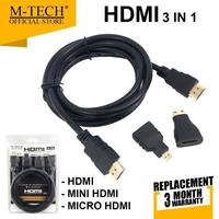 Gambar Kabel HDMI 3 in 1 M-TECH Hdmi to Hdmi, Mini & Mikro Gold Accessories - HDMI 3in1 dari Reformasi Computer Kota Administrasi Jakarta Barat 1 Tokopedia