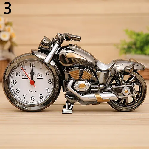 Yibao Creative Motorcycle Shape Quartz Clock Alarm Clock Time Keeper Desktop Decor