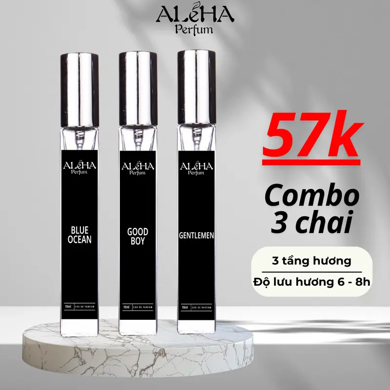 Combo 3 chai xịt thơm nước hoa nam Aleha tinh tế, gợi cảm, nam tính, sang trọng lưu hương 6 đến 8 tiếng 10ml xịt thơm perfum 10ml