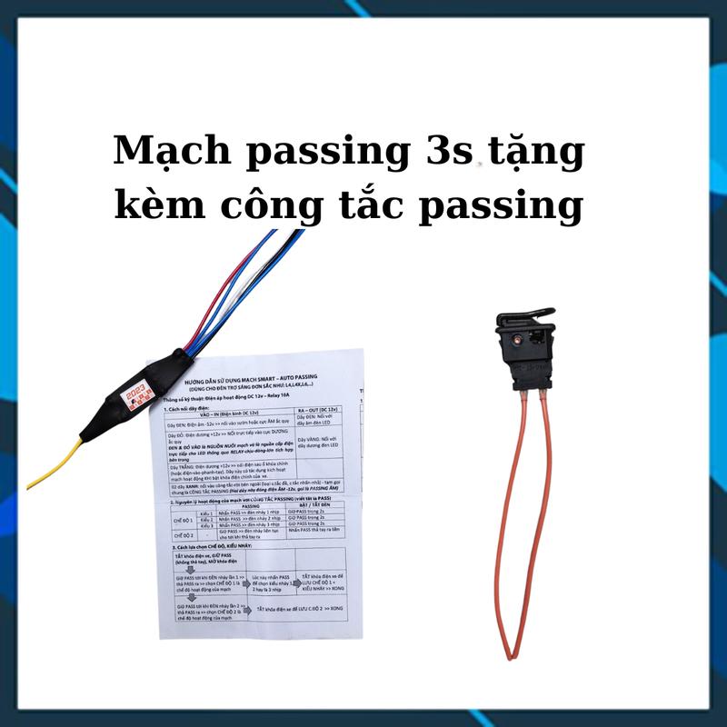 [VG76] Mạch passing 3s  , V2 và auto passing kèm công tắc cho Đèn Trợ Sáng xe máy