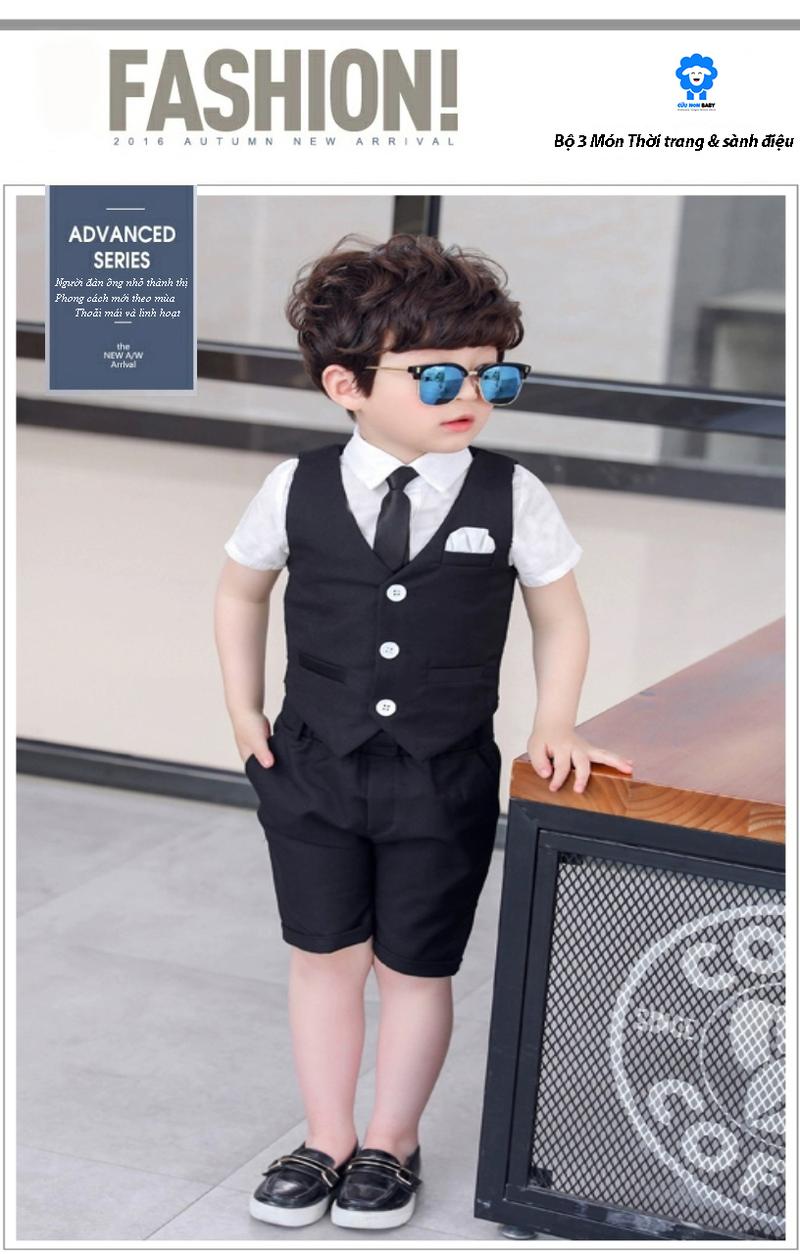 Product Introduction of Vest Bé Trai Mùa Hè, Vest Trẻ Em, Gi Lê Ba Mảnh, Phù Hợp Sinh Nhật, Đi Tiệc - Màu Đen 1