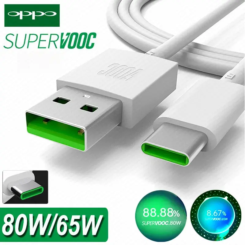 Bộ sạc nhanh dành cho OPPO, Cáp Supervooc Vooc 80W 65W, USB Type C, Tương thích với Oppo Find X6 X5 X3 Pro N2 N3 Flip Reno 10 9 8 6 Pro A98 A78 A57s Phụ Kiện 0