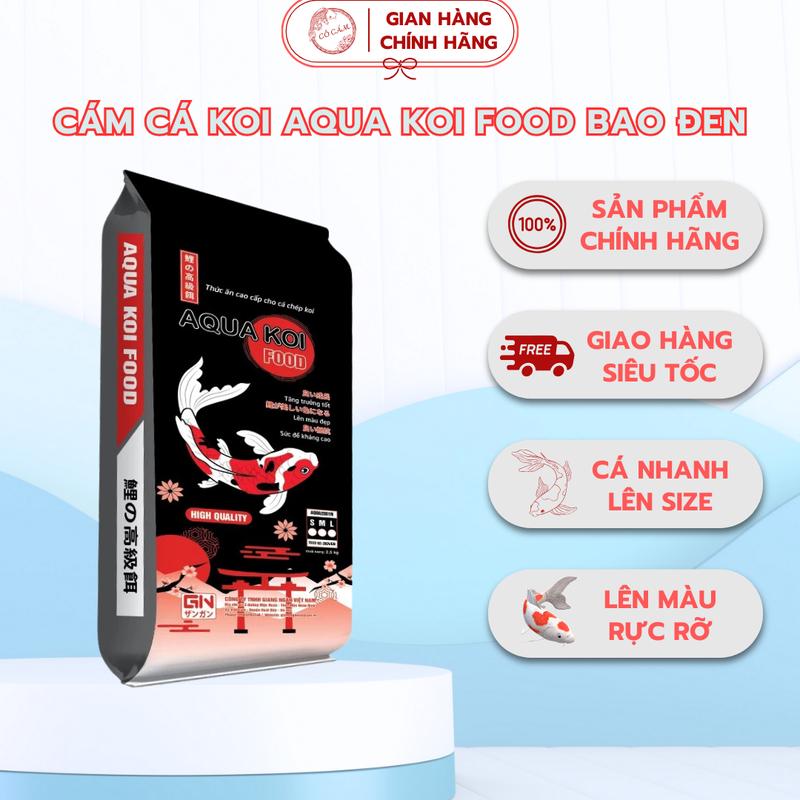 Cám cá koi Aqua Koi Food bao đen 5kg 2 túi đạm 40% HÀNG CHÍNH HÃNG