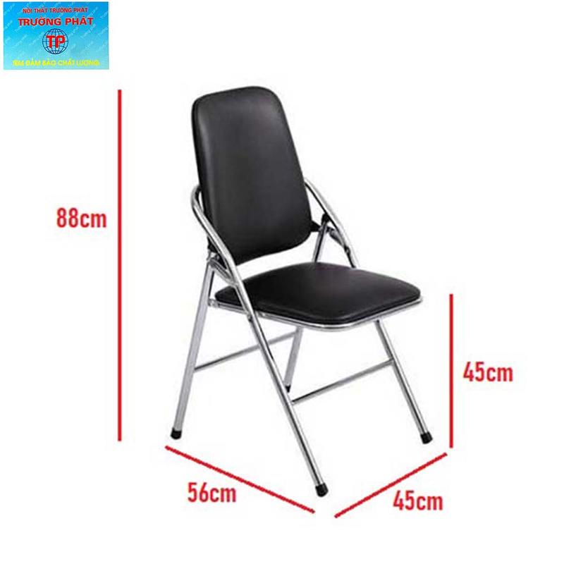 Product Introduction of Ghế gấp văn phòng lưng cao màu đen Trường Phát G04, ghế xếp INOX, đệm bọc pvc êm ái, gấp gọn dễ dàng, tiết kiệm không gian 7