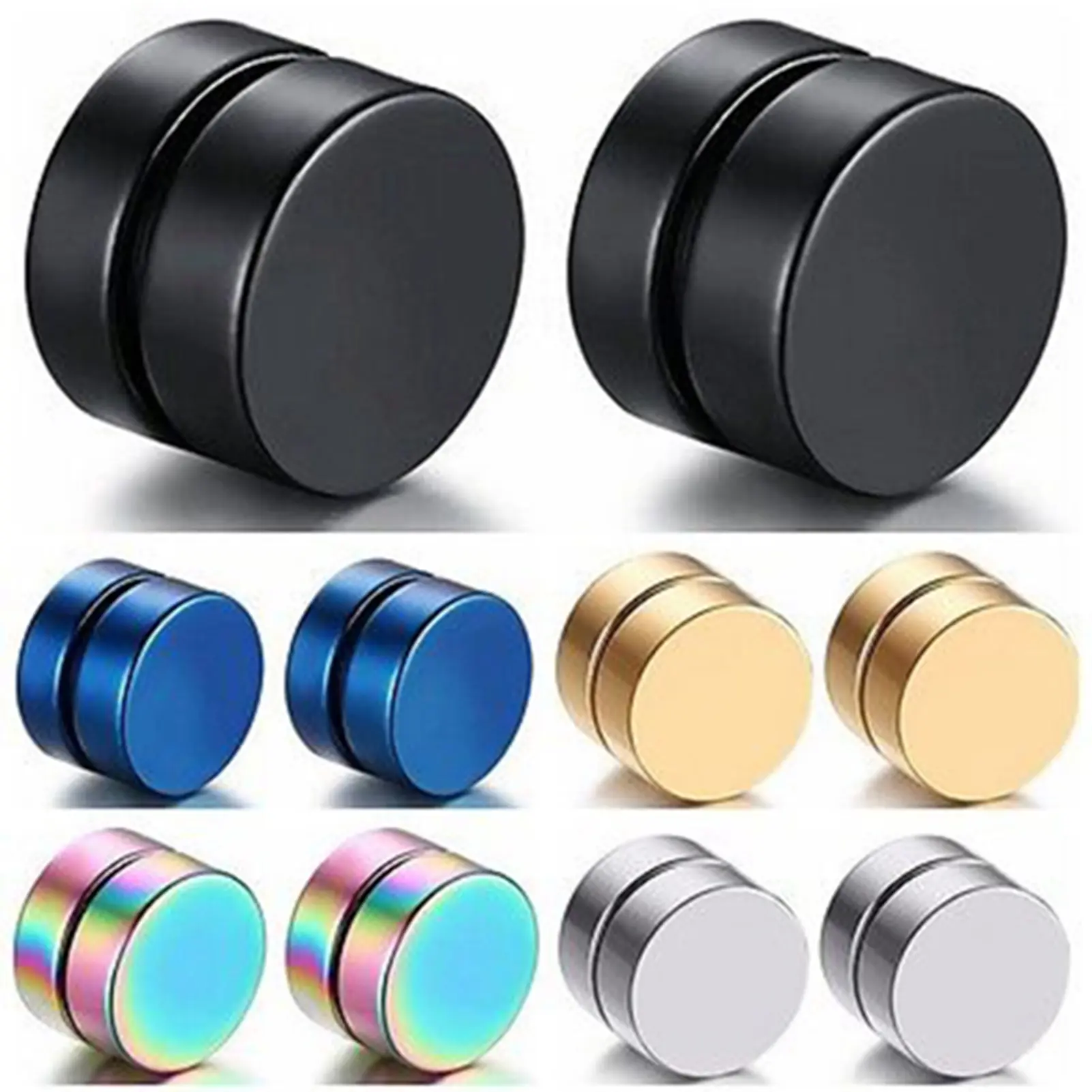 Nemoutube-2024 Earrings Cool Anti-rust Punk Style Non Piercing Magnetic Men Ear Studs for Bar Club