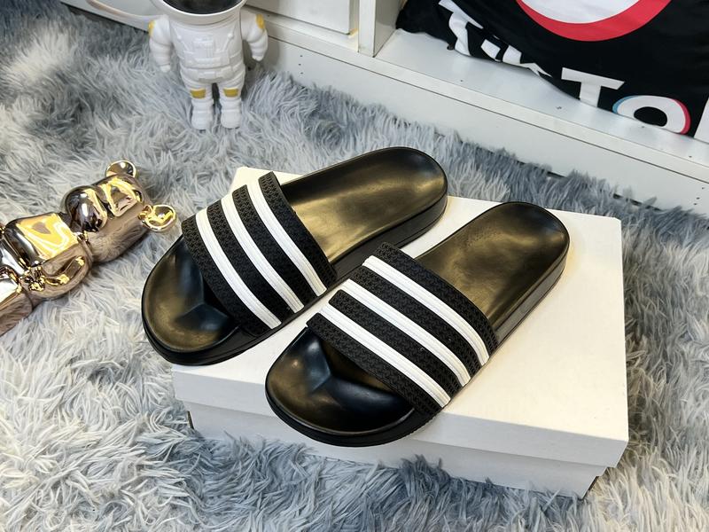 Dép quai ngang 3sọc ngang Đen Trắng cực Hot Slipper DéP Đế Bằng Nam