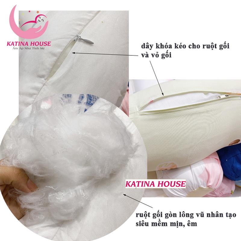 Bộ gối nằm gối ôm cho bé Katina House, gòn lông vũ nhân tạo vải tencel mềm thoáng mát 1