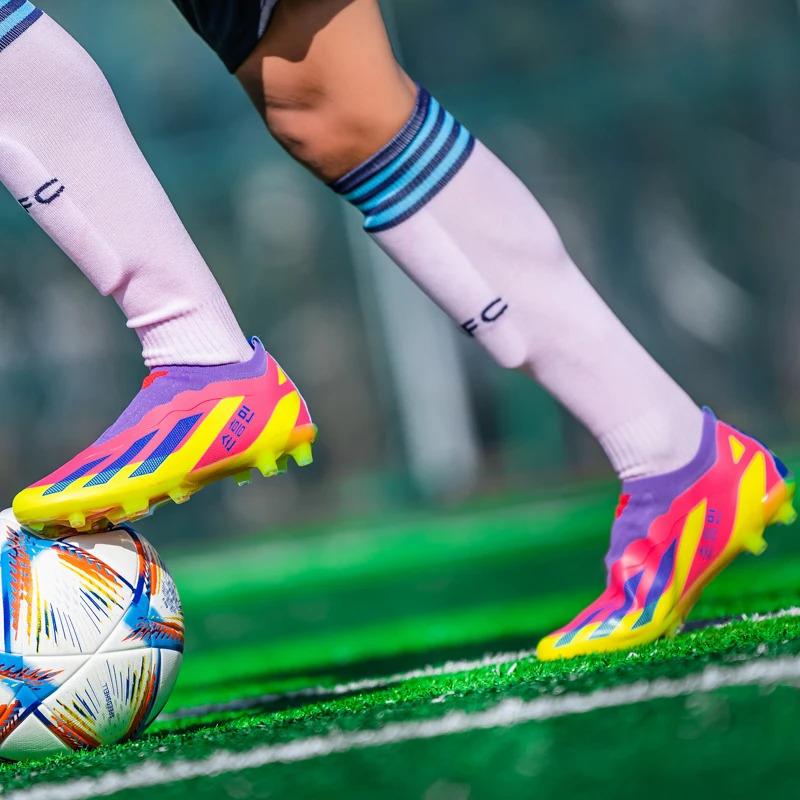 Product Introduction of No.8527 Without-Lace Mens Soccer Shoes SLIP-ON Non-Slip Turf Soccer Cleats for Kids TF/FG Training Football Boots Chuteira Campo 21