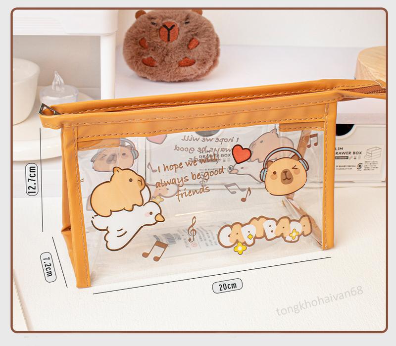 Túi đựng bút trong suốt capy và nhiều nhân vật hoạt hình, văn phòng phẩm ,túi đựng mỹ phẩm trong suốt thiết kế đẹp 3