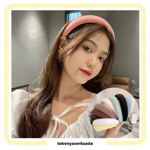TSA (COD) BUNDLING 1PCS  5PCS Bando Kain Tebal Wanita Korea Headband Cloud Polos & Bando Awan Lebar Empuk Bandana Lembut Warna Pastel Hair Band Korean