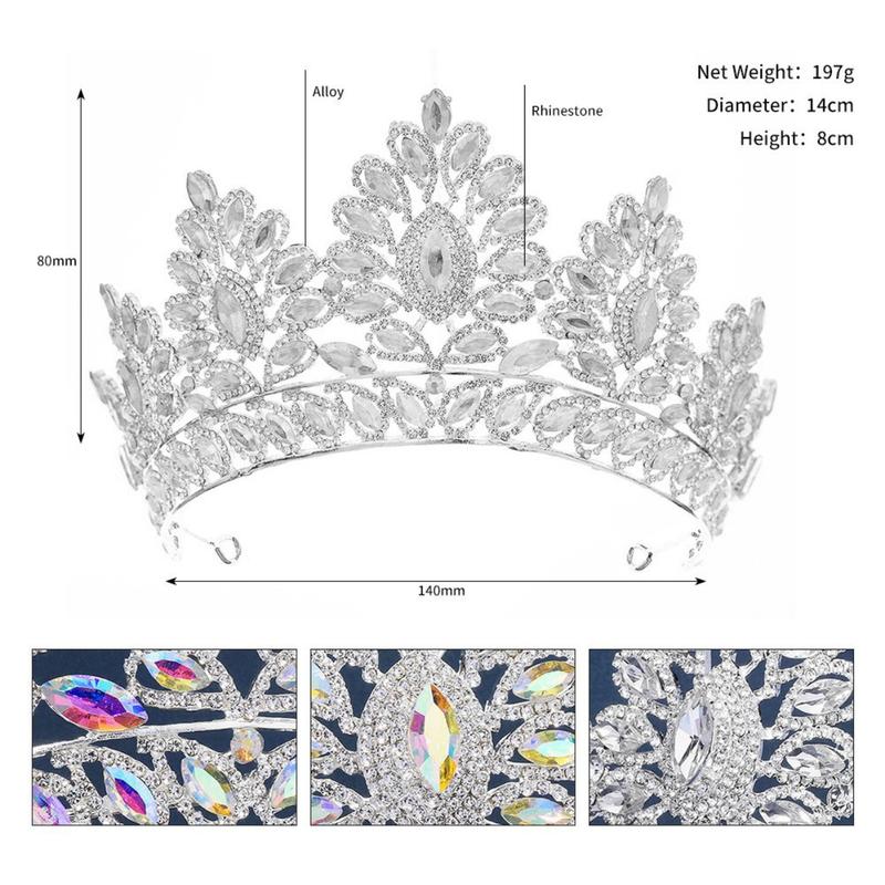 Product Introduction of Quality   Bridal Wedding Dressing    Baroque Royal  Crown  Pageant Tiaras Crown Molding Headpieces For Queens and King Female Anniversary Birthday Metal Coating  Women  Prom Diadem  Hair Accessories 34