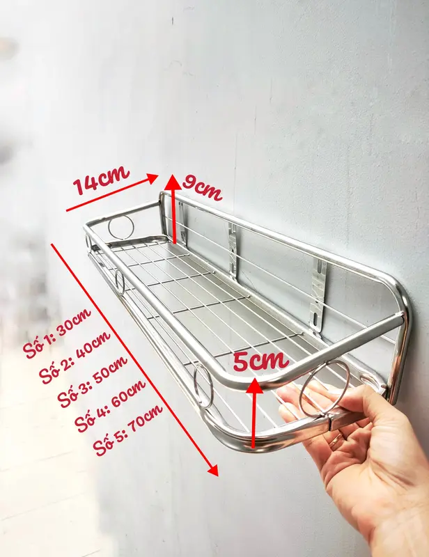 Kệ Inox 201 Đa Năng Gia Vị, Xà Phòng Inox Treo Tường (Tặng Kèm Đinh) 1