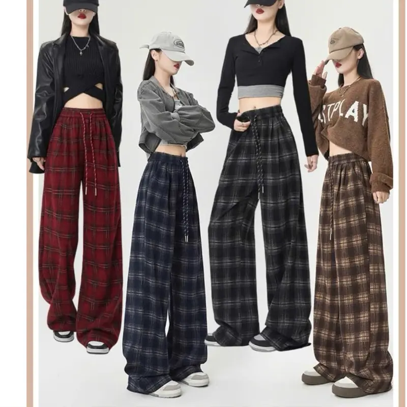Quần Suông Ống Rộng Nữ Umi Dạ Mềm Kẻ Caro Cao Cấp - Hàng Hottrend Thun Women Ong 6