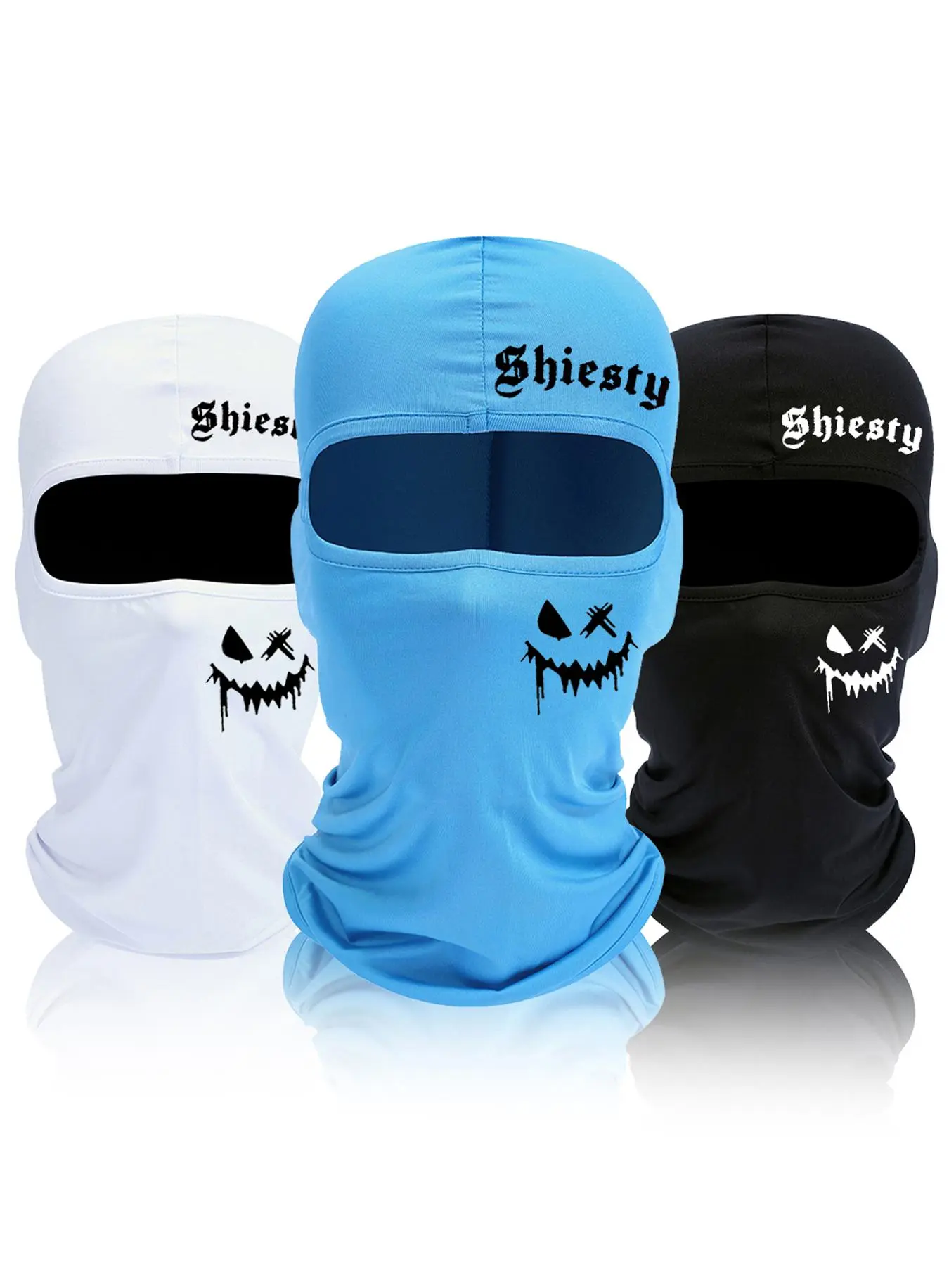 Letter & Smiling Face Pattern Balaclava Face Mask, Summer Cooling Neck Gaiter, UV Protector Motorcycle Ski Hat for Men & Women