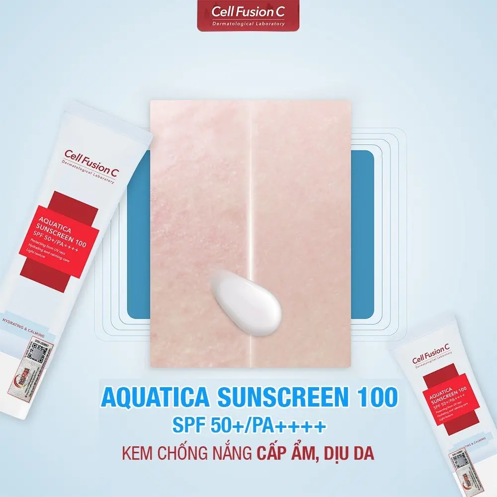 Kem chống nắng cấp ẩm, dịu da AQUATICA SUNSCREEN 100 SPF 50+/PA++++ 50ml / CELLFUSHION C [Hàng chính hãng] Skincare Nữ