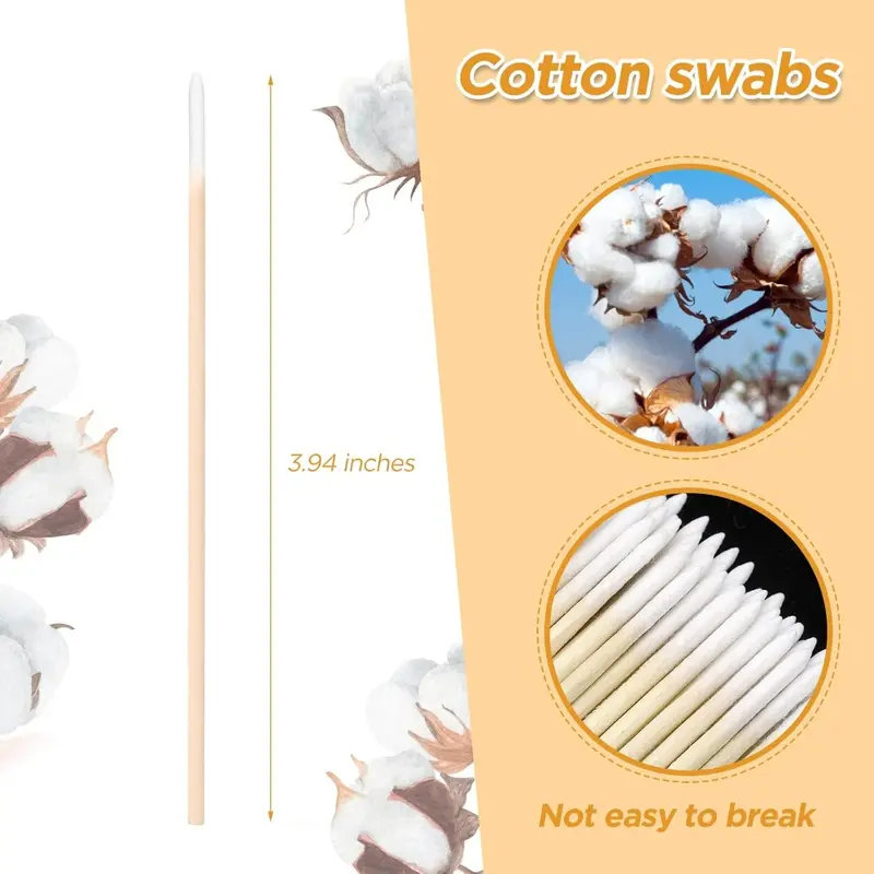 200 Count Cotton Swabs-Double Swabs with Pointed Tip, Wood Sticks, Cotton Tipped Applicators-Ideal for Tattoo Supplies, Makeup Cosmetics (10cm) 1