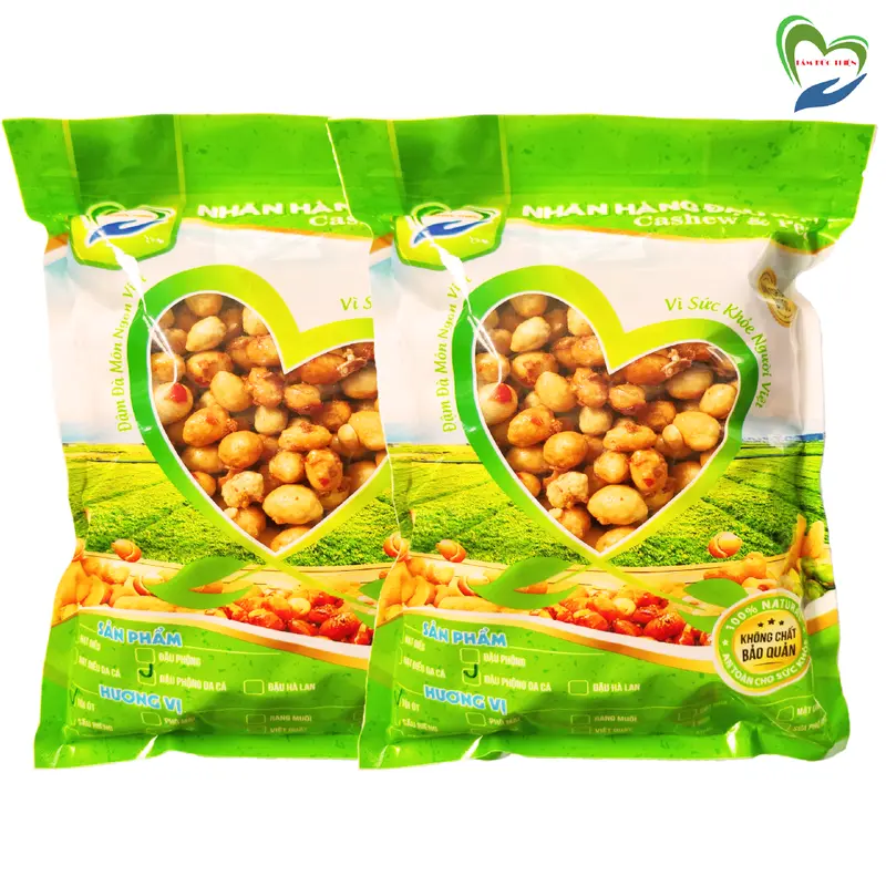 Combo 1KG 2 Vị Tự Chọn: Đậu Phộng Da Cá Tỏi Ớt và Da Cá Cốt Dừa Tâm Đức Thiện 2 Túi ZIP Trắng 500GR đồ ăn vặt Snack Nuts Cay Food đậu  phộng 1