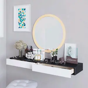 Rak Dinding Ambalan Laci Melayang Double Pintu Rak Laci Minimalis Tempat Penyimpanan Kosmetik Serbaguna 80×20cm Dipasang di Dinding