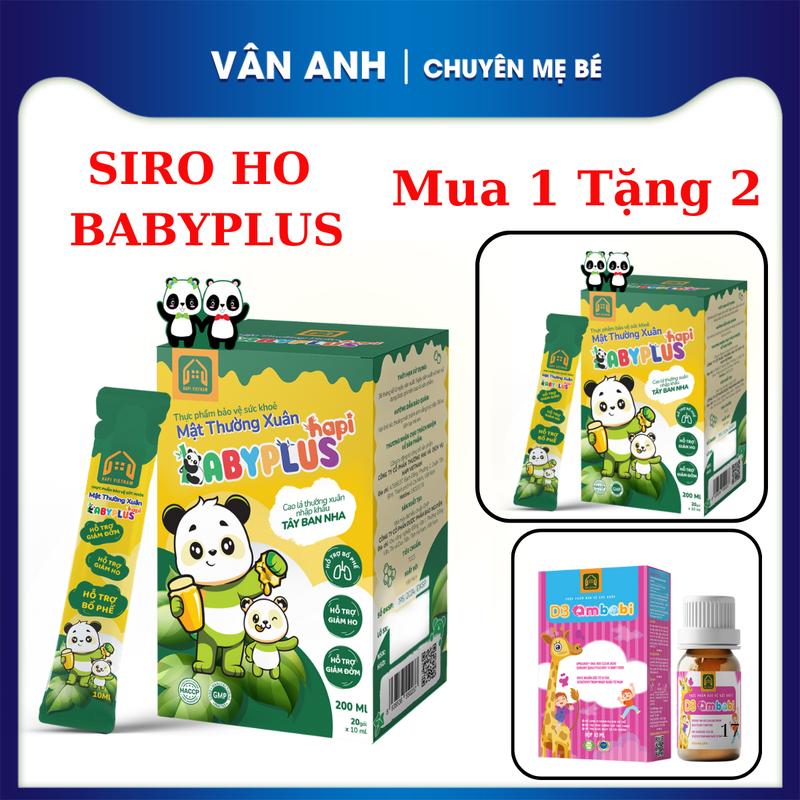 [MUA 1 SIRO HO TẶNG KÈM QUÀ] Siro ho mật thường xuân babyplus  1 hộp 20 gói hỗ trợ giảm ho cho bé từ 1 tuổi