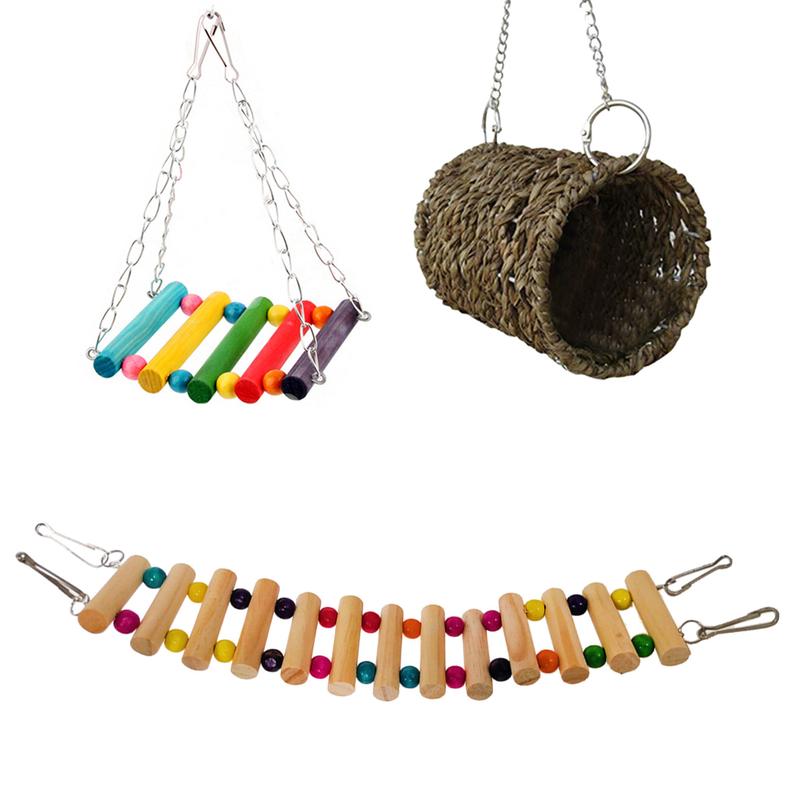 Product Introduction of Bird House Wood Ladder Swing Hanging Toys for Hamster Squirrel Guinea Pig 37