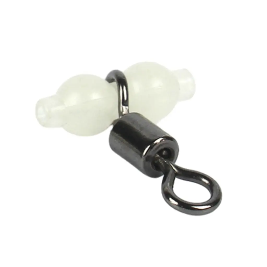 10Pcs 3 Way Luminous Rolling Barrels Fishing Swivels Luminous Beads Swivels Snap