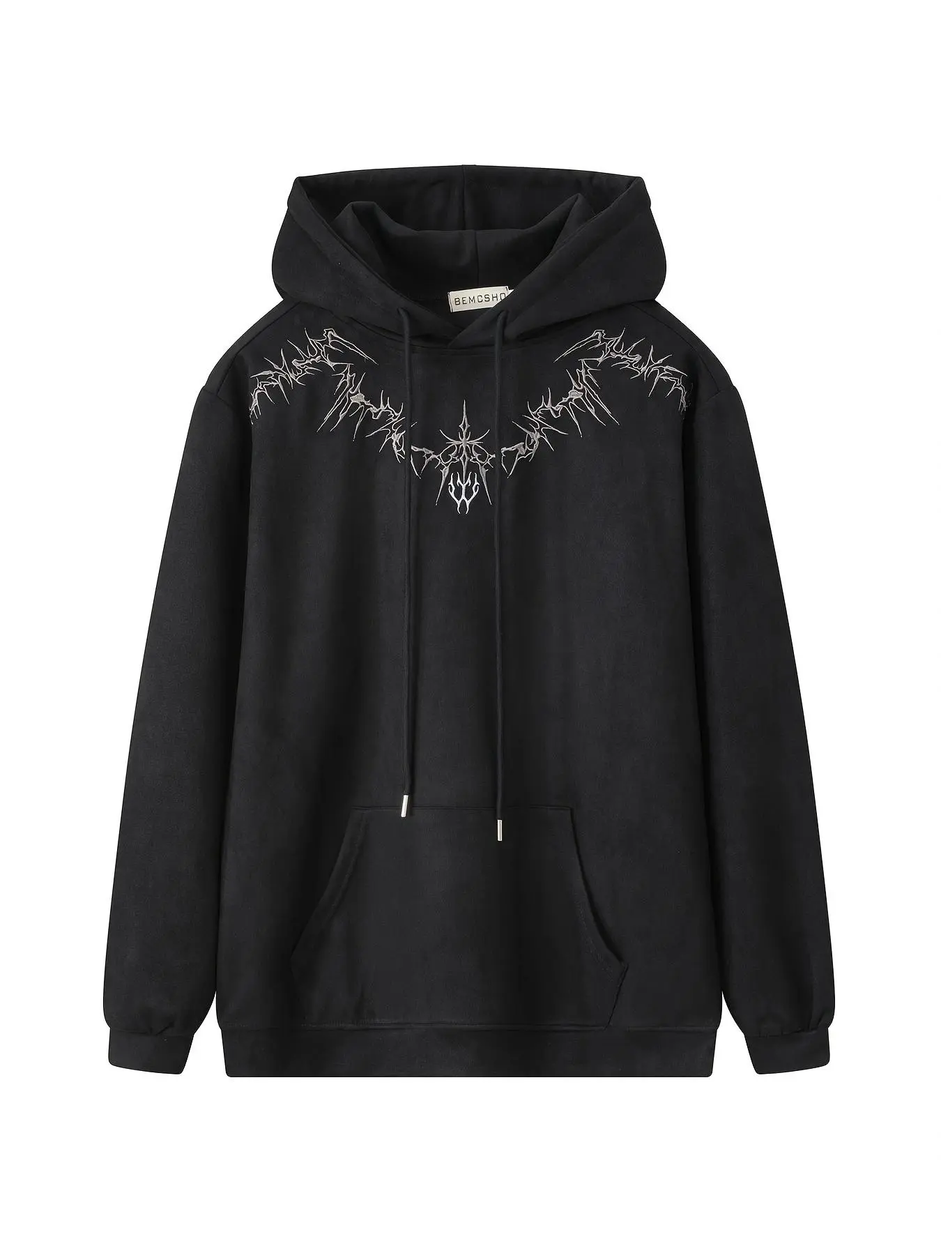 Men's Thorn Embroidery Hoodie, Casual Loose Long Sleeve Hooded Sweatshirt for Spring & Fall, Fashion Men's Clothes for Daily Wear