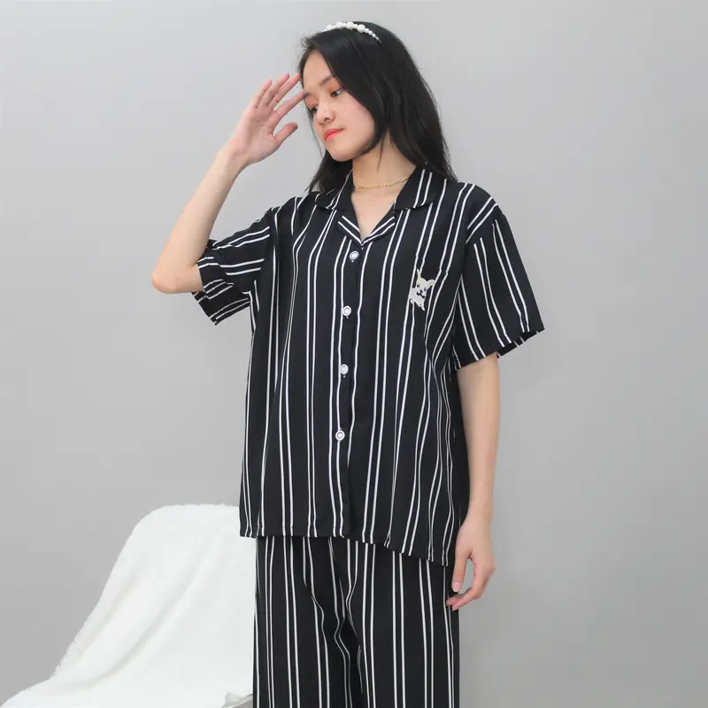 ST Bella Piyama Powysuit  Bahan Satin Sutra Baju Tidur Wanita Dewasa Celana Panjang lembut Setelan Pendek 1