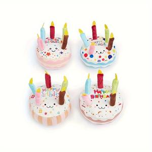 犬の誕生日ギフトおもちゃセット（2パックのきしむケーキおもちゃ）-カラフルな8デザインの小型犬と中型犬のための楽しくて耐久性のある噛むおもちゃ、ペットの誕生日パーティー用品と遊びに最適