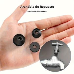 48/58 piezas Junta plana y biselada para grifo de agua y tornillo de latón, combinación para reemplazo de juntas de válvula rápida en diversos tipos de grifos, piezas de repuesto para arandelas de desgaste de vástago de grifo en negro