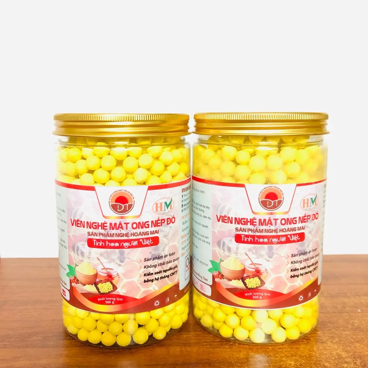 Viên Tinh Bột Nghệ Nếp Đỏ Mật Ong Hoàng Mai (Hộp 500 Gr)