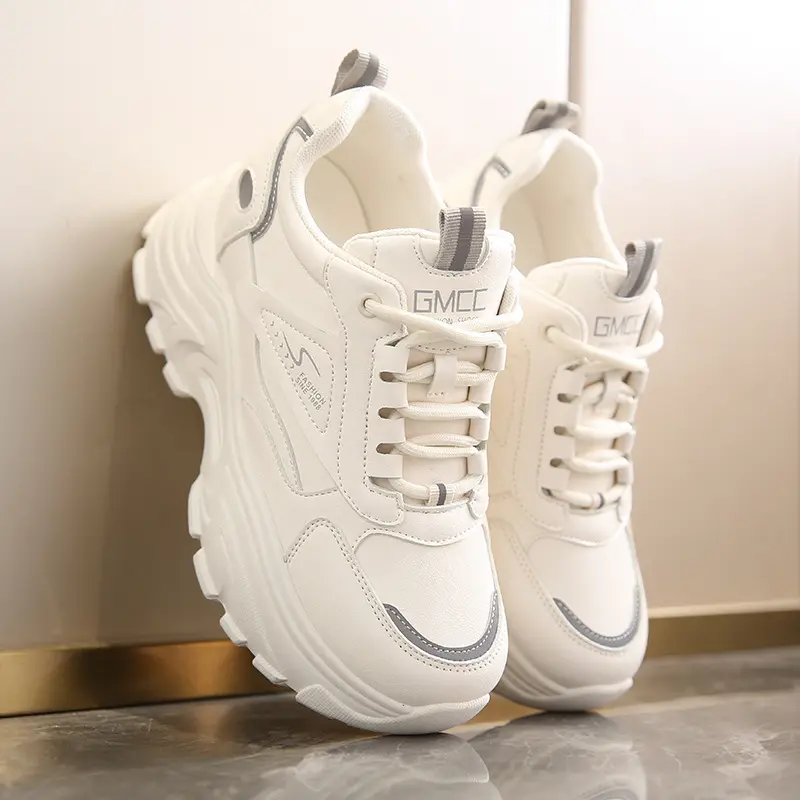 White Shoes for Women 2024 Women's New Shoes for Spring Thick Sole Height Increasing Women's Casual Sports Dad Shoes Ins Trendy Hot
