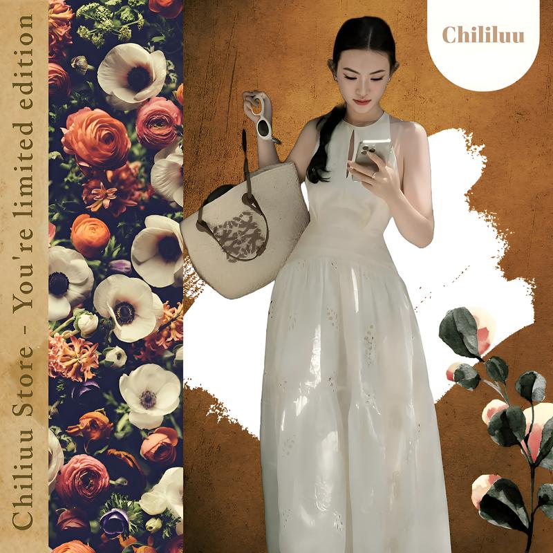 Váy yếm Chililuu đầm dáng dài khoét nách hở lưng phong cách sexy