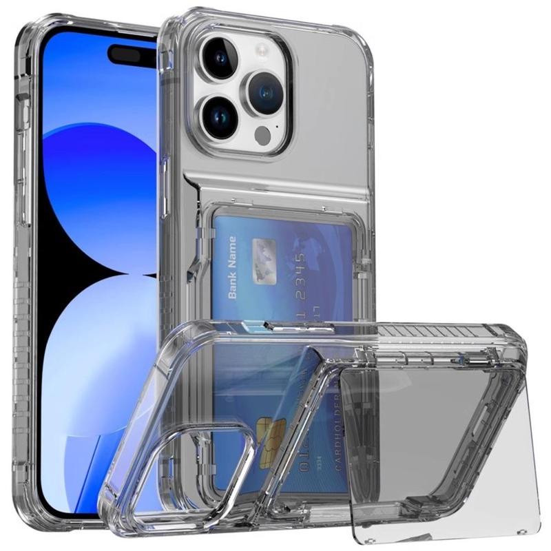 Clear Phone Case With Card Holder & Stand, Decorative Phone Protective Cover, Phone Accessory Compatible With iPhone 11 Pro 12 13 14 15 Pro Max 15 Plus 4