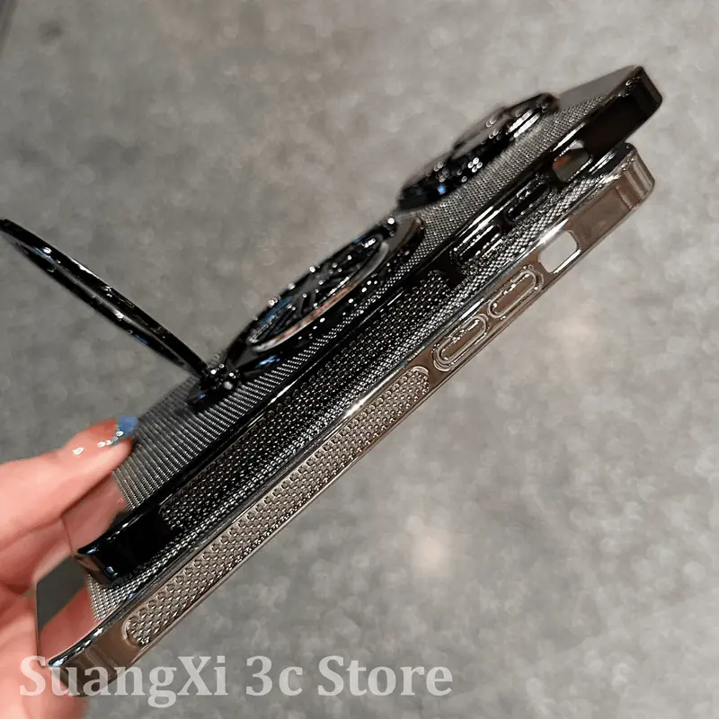 Ốp Cứng PC, Giá Đỡ Nam Châm Xoay Xoắn Ốc Thủ Công, Có Lỗ Thông Hơi Làm Mát, Tương Thích Với iPhone 11, 12, 13, 14, 15, 16, Pro Max, 14 / 15 / 16PLUS, Bảo Vệ Camera, Bao Gồm Tất Cả, Ốp Lưng Chống Sốc 6