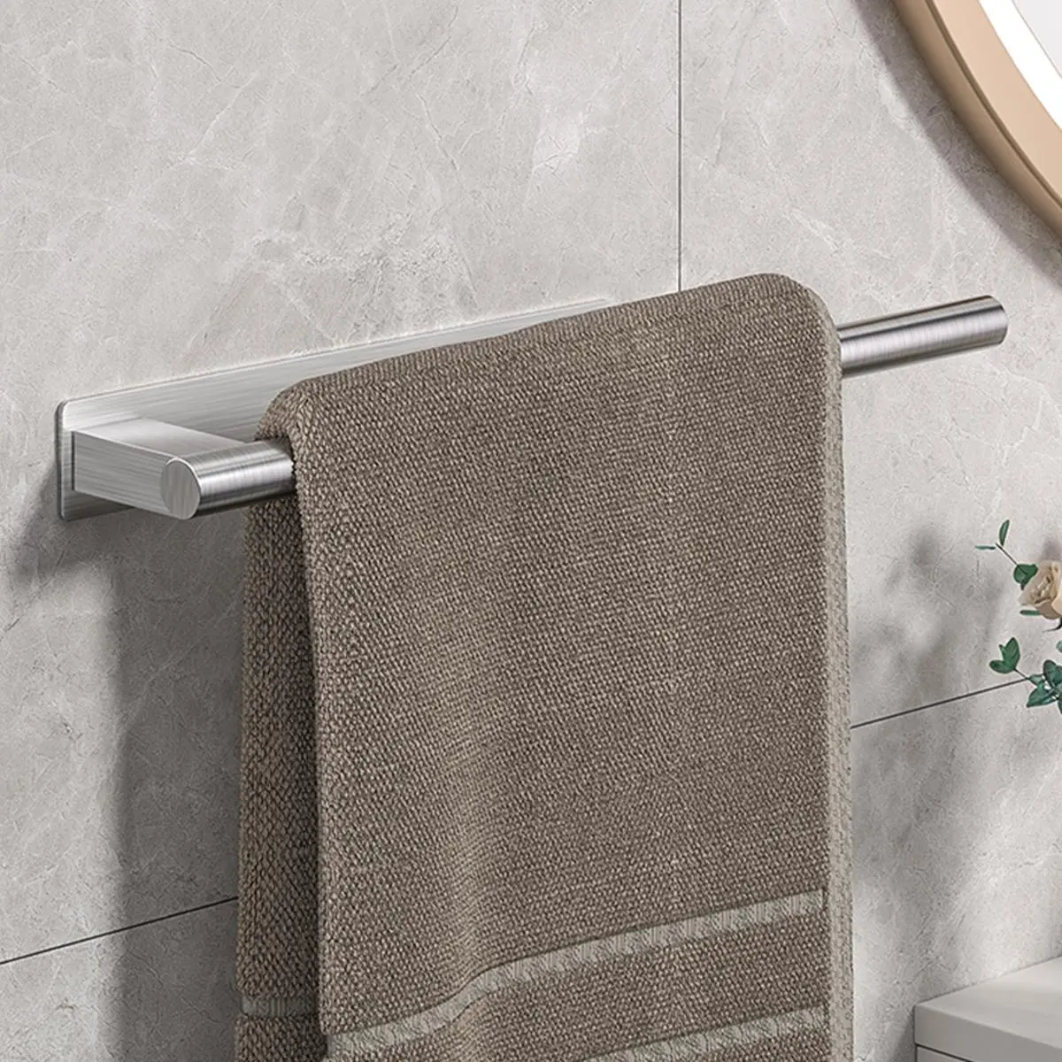 Wall Mounted Bathroom Towel Rack, 1 Count Stainless Steel Towel Storage Organizer, Multi-purpose Towel Bar for Home Bathroom