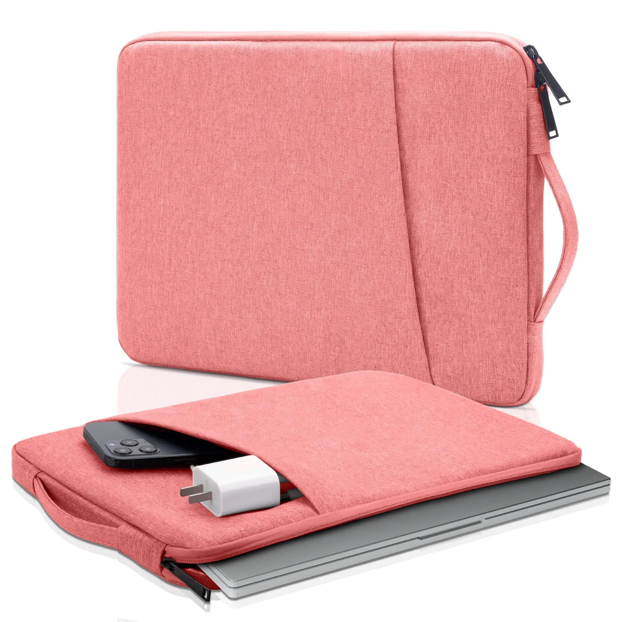 Solid Color Laptop Bag with Handle & Zipper, 1 Count All-round Protection Portable Laptop Storage Bag for Office School Use, Macbook Cases