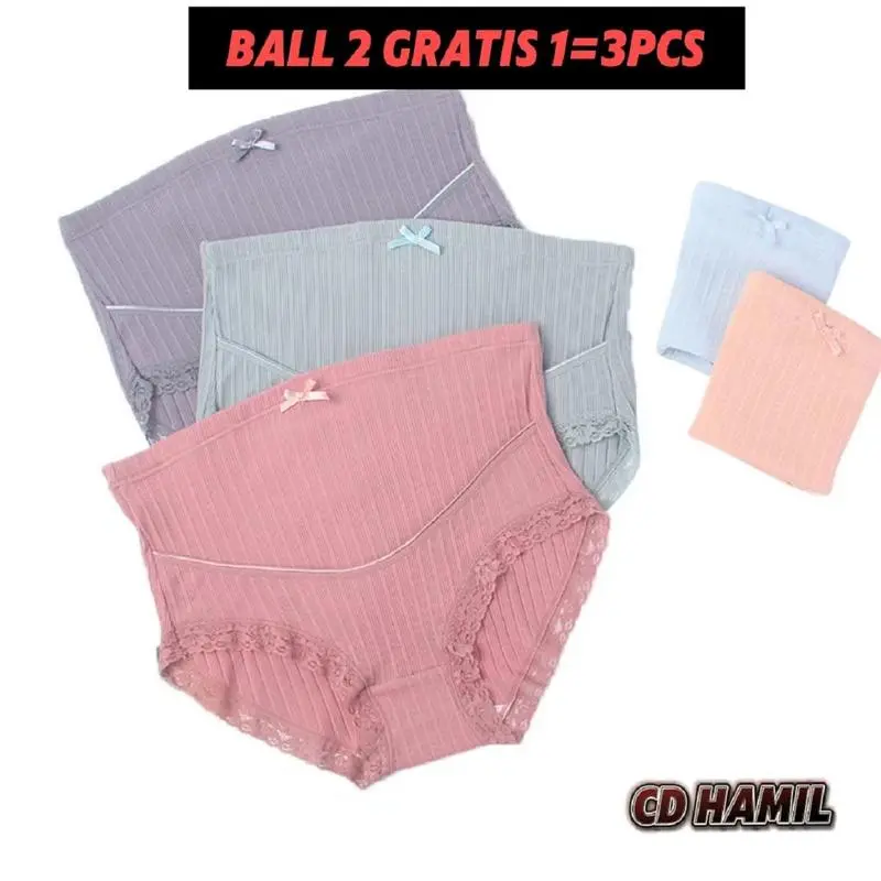 【Ball 2 Gratis 1】 3PCS Celana Dalam Jumbo Katun Maternity High Waist Panty CD Wanita Hamil 878