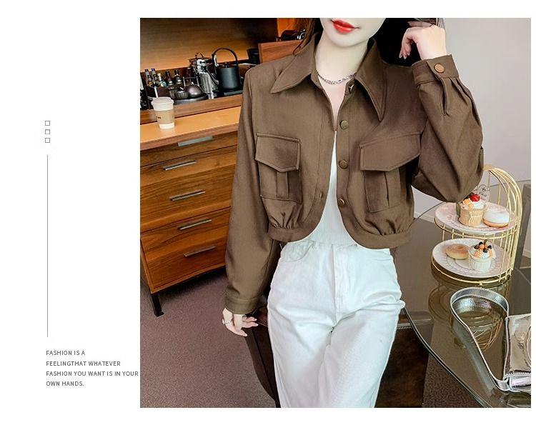 Product Introduction of Áo Khoác Áo Ghi Lê Túi Hộp, Dành Cho Nữ, Hàng Mới Về Mùa Thu 2023, Cao Cấp, Nhỏ, Dài Tay, Dễ Phối Đồ, Bó Sát, Áo Ngắn 28